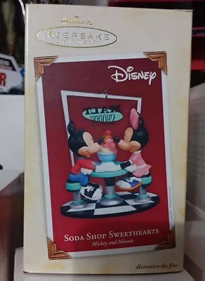 Hallmark Keepsake Ornament SODA SHOP SWEETHEARTS Disney Minnie Mickey Mouse NOS • $9.35