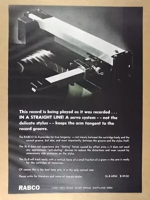 1969 RABCO SL-8 Tone Arm Vintage Print Ad • $9.99