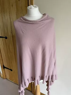 Supersoft Baby Pink Poncho With Ruffle Edge - One Size • £8.50