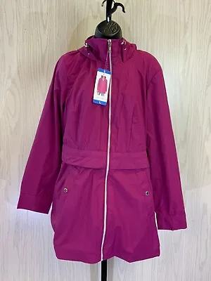 Vince Camuto Full Zip Hooded Rain Coat Womens Large Berry • $36.38