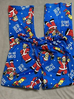 The Simpsons Pajama Bottoms Mens Medium Homer Bart Lounge Pants Christmas Doh • $9.95