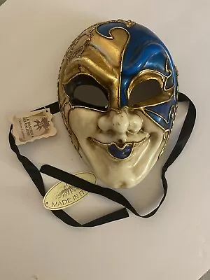 Venice LA MASCHERA DEL GALEONE MASK AUTHENTIC TAGS STAMPED Blue Gold • $25