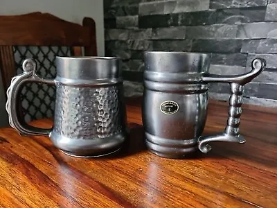 Prinknash Abbey Pottery. Pewter Coloured Large Mugs / Tankards. Made In England • £8