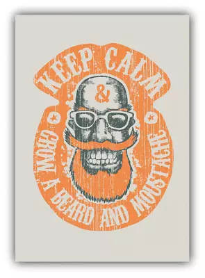 Keep Calm Grow A Beard And Moustache Car Bumper Sticker Decal • $2.75