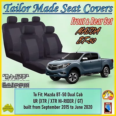 Tailor Made Black Seat Covers For Mazda BT50 (BT-50) Dual Cab: 09/2015 - 06/2020 • $151.94