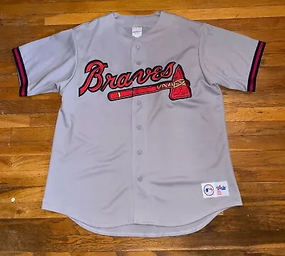 Vintage 90s Atlanta Braves Gray Authentic Majestic MLB Baseball Jersey Size L • $50