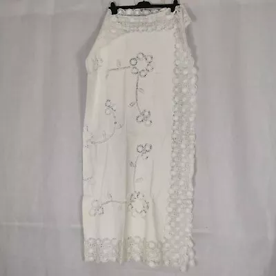 £24.99 • Buy Vintage Antique French Hand Embroidered Tablecloth 140 X 125 CM 