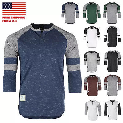 ZIMEGO Men’s 3/4 Sleeve Henley Shirt Casual Raglan Baseball Fashion Athletic Tee • $24.50