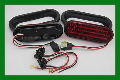 $40.50 • Buy LED 6  Oval Stop Turn Tail Lights Truck Trailer RV Kit 60 Red LEDs