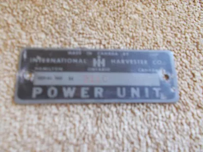 Vgt International Harvester Power Unit Farm Machine Equitment  Name  Tag # H3110 • $81.45