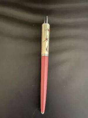 Vintage Pink Atomic Starburst Lady Capri Paper Mate Pen Case & Box • $9.50