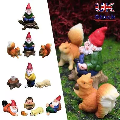 Miniature Gnome Figurines Fairy Garden Cartoon Animal Resin Dwarf Statue • £5.17