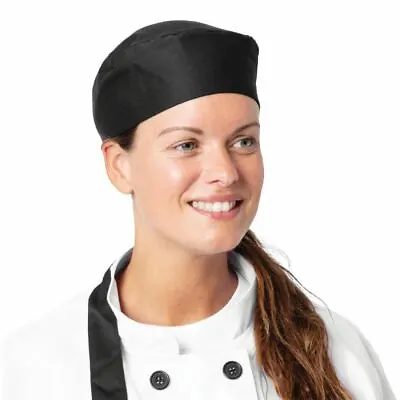 Nisbets Essentials Chef Skull Caps In Black Polycotton - One Size - Pack Of 2 • £12.07