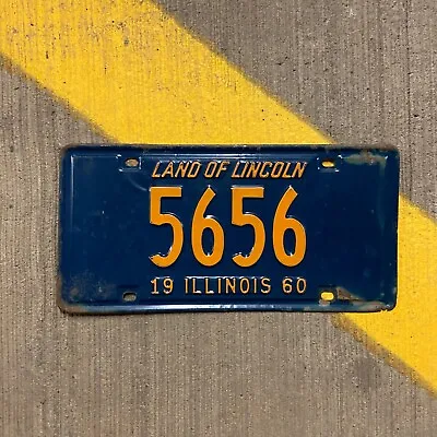 1960 Illinois License Plate 5656 Low Number Four Digit Auto Tag Garage Decor • $68.50