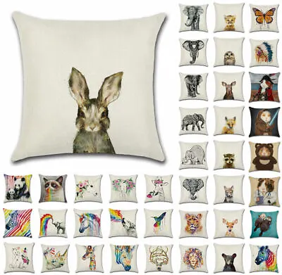 £6.79 • Buy 18  Animal Pet Rainbow Flower Linen Cushion Cover Pillow Cases Sofa Home Decor
