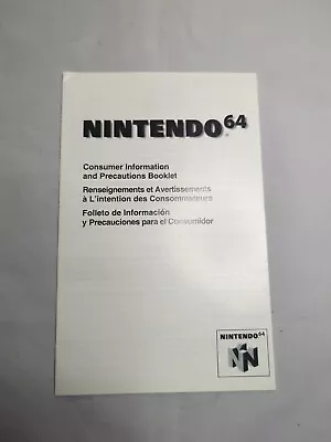 Consumer Information Precautions Booklet N64 Nintendo 64 Instruction Manual Only • $7.99