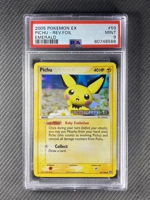$30 • Buy Pokemon Card PSA 9 Mint Pichu Emerald 2005 Reverse Holo 59/106