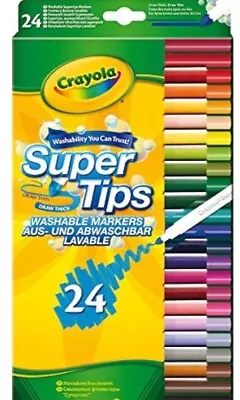 Crayola Washable Markers Supertips 24-Pack Bright Felt Tip Colour Pens • £6.85