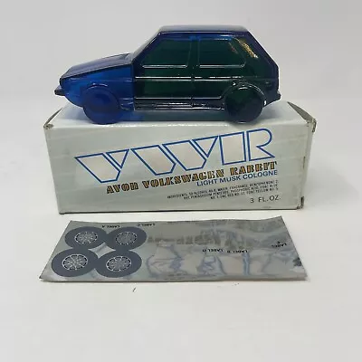 Vintage Avon VW Rabbit Volkswagen Blue Cologne Full Original Box And Stickers • $9.99