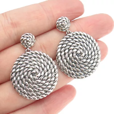 JAI By John Hardy 925 Sterling Silver Twisted Rope Spiral Disc Dangling Earrings • $46