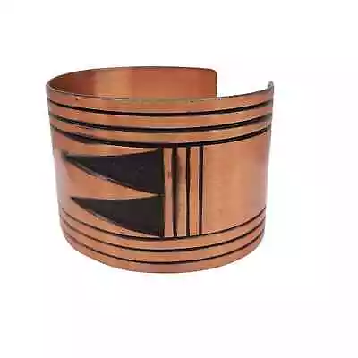 Wide Solid Copper Cuff Aztec Boho Tribal Bracelet Vintage 1980s • $20