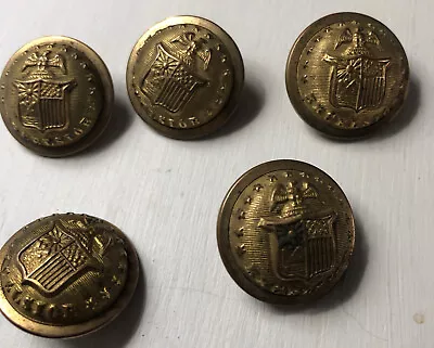 New York State Militia  Post Civil War Coat Size Buttons. Set Of 5. • $39.95