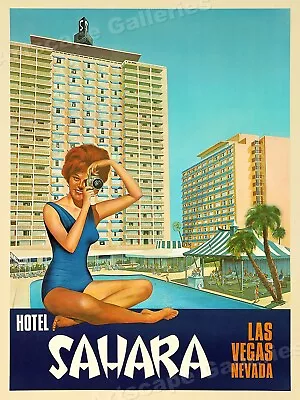 1960s Las Vegas Sahara Hotel Vintage Rat Pack Style Travel Poster - 18x24 • $13.95