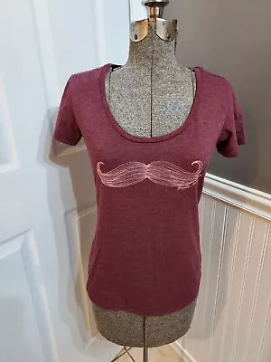 O’Neill Women’s Purple Mustache Ss Tshirt Sz XS GUC 😊FAST SHIP 😊  • $10.80