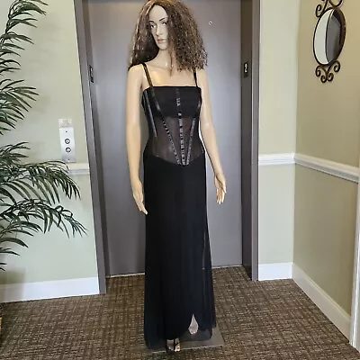 VICKY TIEL Couture Size 40 Vintage  Black Bustier Bodice Corset DRESS • $475