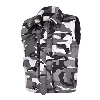 Padded Body Warmer Fishing Hunting Shooting Army Combat Multi Pocket Vest Camo • £24.69