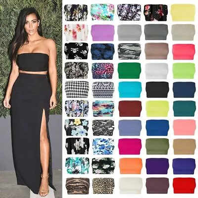 £3.29 • Buy Ladies Plain Printed Boob Tube Strapless Bandeau Elastic Stretch Bra Crop Top