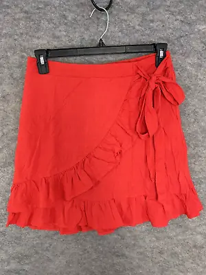 $15.74 • Buy Cato Est 1946 Skort Skirt Womens Medium Red Faux Wrap Elastic Waist Ruffle Trim