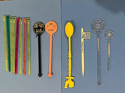 Vintage Lot 14 Swizzle Sticks: Disney Epcot Vickers Gin Neptune Bar Berne's SD+ • $6.99