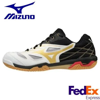 Mizuno Badminton Shoes WAVE FANG NX White / Gold 71GA2050 50 Unisex WIDE Model • $99.50