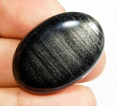 Silver Power Sheen Obsidian Cabochon Jewelry Making Natural Gemstone 40.ct Nz=22 • $7.61