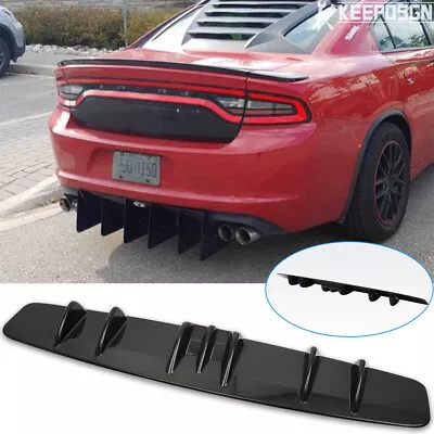 For Dodge Charger RT SRT Rear Lip Bumper Diffuser Shark Fin 7 Wing Spoiler Gloss • $45.37