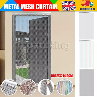 214cm X 90cm Aluminium Door Fly Screen Metal Chain Curtain Blind Insect Blinds  • £44.99