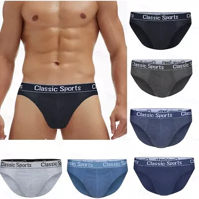 Mens Briefs Underpants Ribbed Front Slips Hipsters Adults Underwear 3 Pairs • £5.65