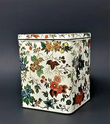 Vintage Floral Daher England Hinge Lid Tin Canister 5 1/4  • $14.99