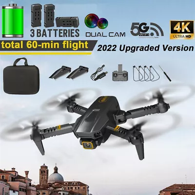 4K HD Drone With Camera Mini Camera Drone WiFi Foldable RC Quadcopter 3 Battery • £22.96