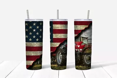 American Flag Massey Ferguson Tractor - 20 Oz Skinny Tumbler • $30