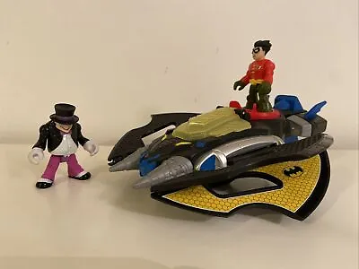 BATMAN - Imaginext Batwing W/t Batman Robin & Penguin Figures • £10