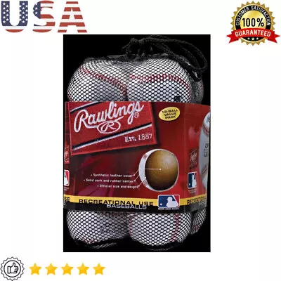 Baseball 12pck Youth Practice W/Mesh Bag Full-Grain Leather Cover Large Capacity • $26.95