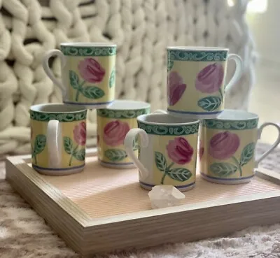 6 Vintage Germany Villeroy & Boch Switch Summerhouse A Rose Coffee Mugs / Cups • $44.99