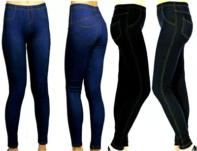 Ladies Womens Stretchy Denim New Look Skinny Jeggings Leggings Plus Size 8-26 • £10.99