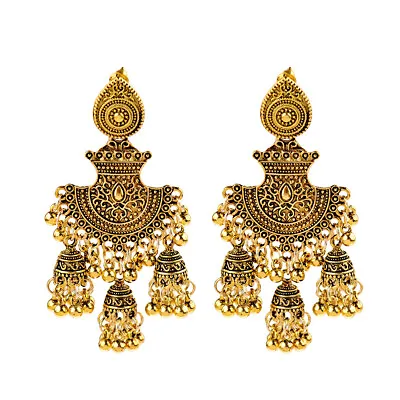 Women's Bohemia Boho Bell Drop Dangle Jhumka Wedding Earring Indian Jewelry Gift • $4.77