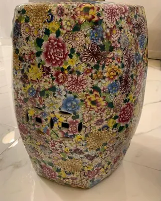 $1500 • Buy Chinese Vintage Art - Porcelain Hexagonal Garden Stool Floral Seat Drum Stool