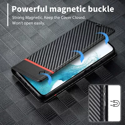 Carbon Fiber Leather Wallet Case For Redmi Note 13 13Pro 5G Poco X5 C65 M6Pro 4G • $16.99