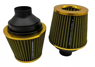 VORTEX Dual Cone Intake Cold Air Filters For BMW N54 335i 335xi E90 E92 - GOLD • $69.99