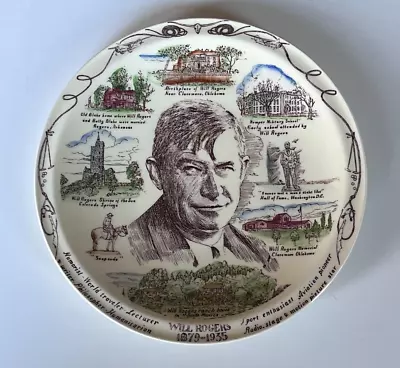 Vernon Kilns Plate ~ WILL ROGERS ~  10 1/2  ~ Multi-Colored ~ VG ~ Gorgeous!! • $15